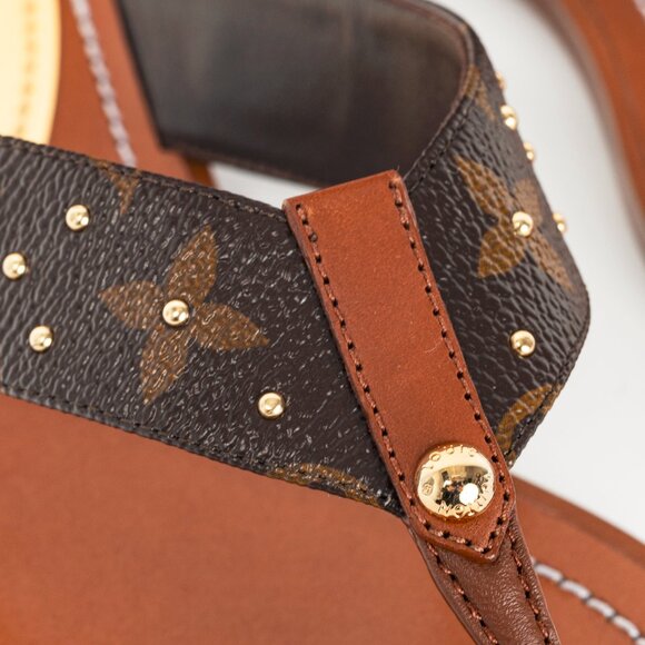 Louis Vuitton Sunny Monogram Studded Flat Thong Sandals - Picture 8 of 12